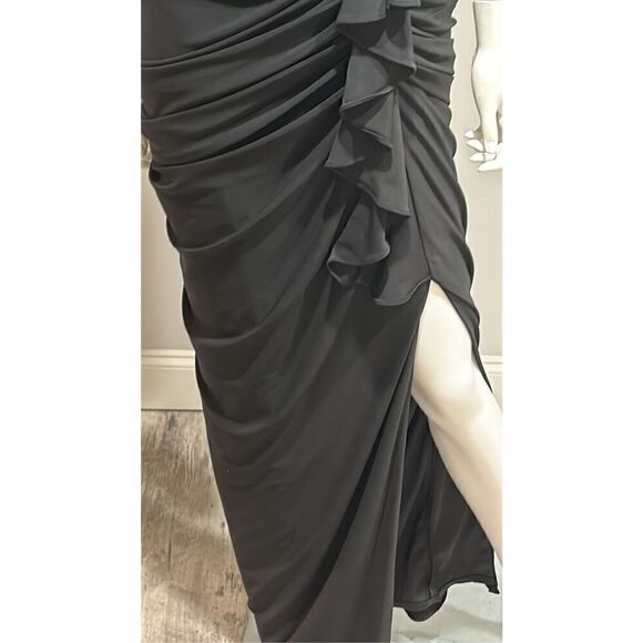 Betsy & Adam Black Aubree 3/4 Sleeve V-Neck Jersey Wrap Dress Size 10 - Picture 6 of 9